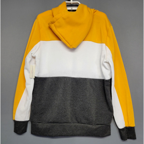 Bobbie Brooks Hoodie Womens Large Yellow White Gray Lace Up LOVE Colorblock New - Picture 8 of 11